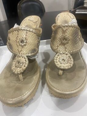 Jack Rogers Gold Braided Platform Thong Sandals